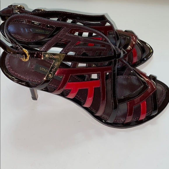 Louis Vuitton open toe red heels size: 37 1/2 - Picture 9 of 14